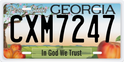 GA license plate CXM7247