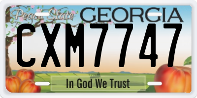GA license plate CXM7747