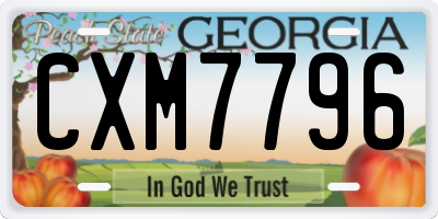 GA license plate CXM7796