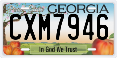 GA license plate CXM7946