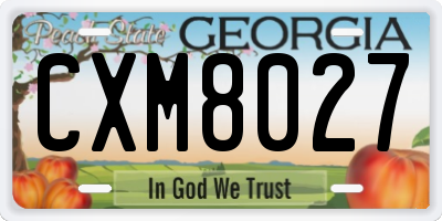 GA license plate CXM8027