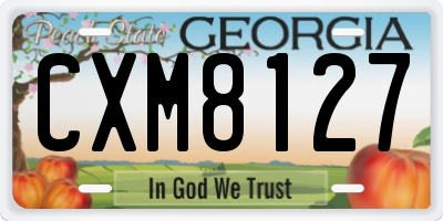GA license plate CXM8127