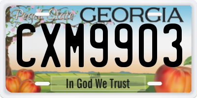 GA license plate CXM9903