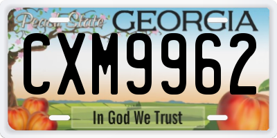 GA license plate CXM9962