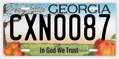 GA license plate CXN0087