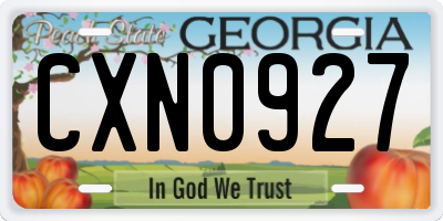 GA license plate CXN0927