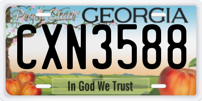 GA license plate CXN3588