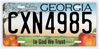 GA license plate CXN4985