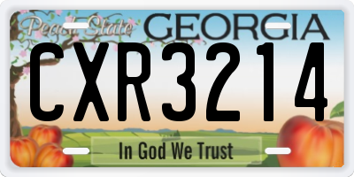 GA license plate CXR3214