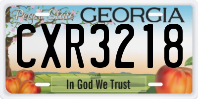 GA license plate CXR3218