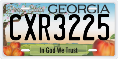 GA license plate CXR3225