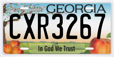 GA license plate CXR3267