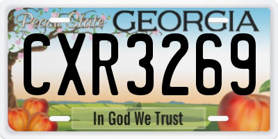 GA license plate CXR3269