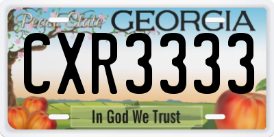 GA license plate CXR3333