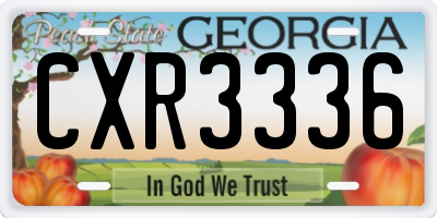 GA license plate CXR3336