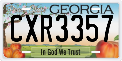 GA license plate CXR3357