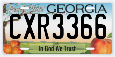 GA license plate CXR3366
