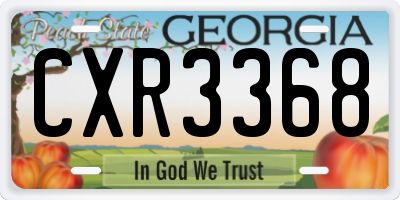 GA license plate CXR3368