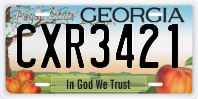 GA license plate CXR3421