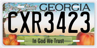 GA license plate CXR3423