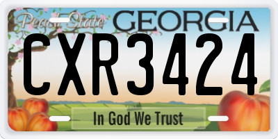 GA license plate CXR3424