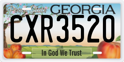 GA license plate CXR3520
