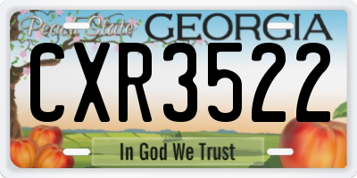 GA license plate CXR3522