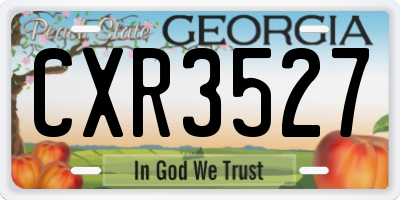GA license plate CXR3527