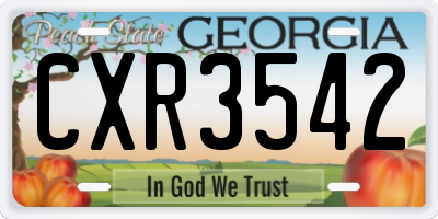 GA license plate CXR3542