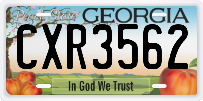 GA license plate CXR3562