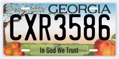 GA license plate CXR3586