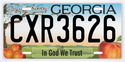 GA license plate CXR3626