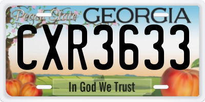 GA license plate CXR3633