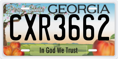 GA license plate CXR3662