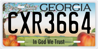 GA license plate CXR3664