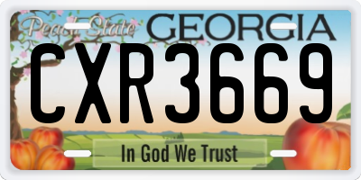 GA license plate CXR3669