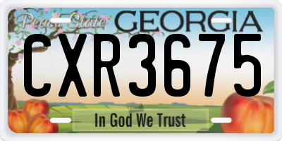 GA license plate CXR3675