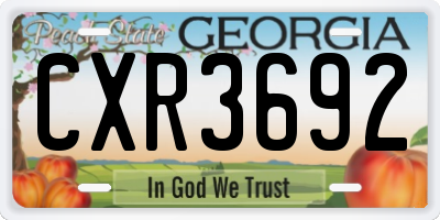 GA license plate CXR3692