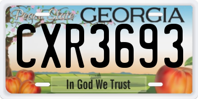 GA license plate CXR3693