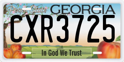GA license plate CXR3725