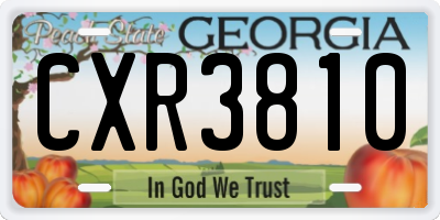 GA license plate CXR3810