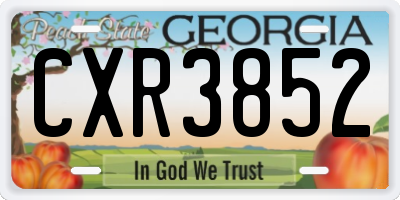 GA license plate CXR3852