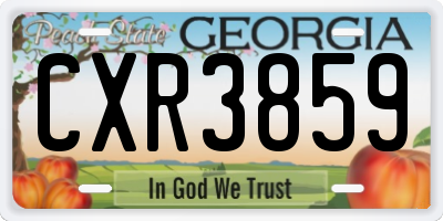 GA license plate CXR3859