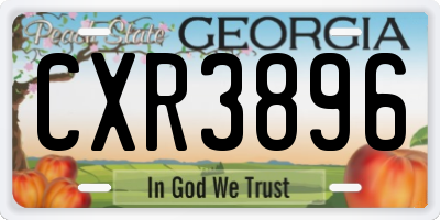 GA license plate CXR3896