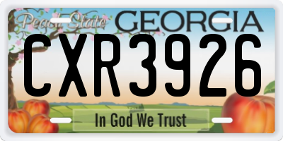 GA license plate CXR3926
