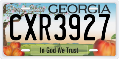 GA license plate CXR3927