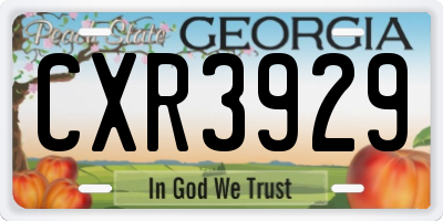 GA license plate CXR3929