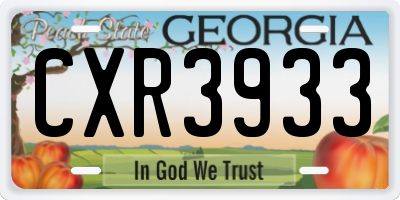 GA license plate CXR3933
