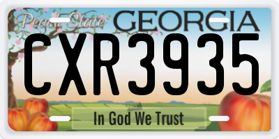GA license plate CXR3935