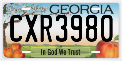 GA license plate CXR3980